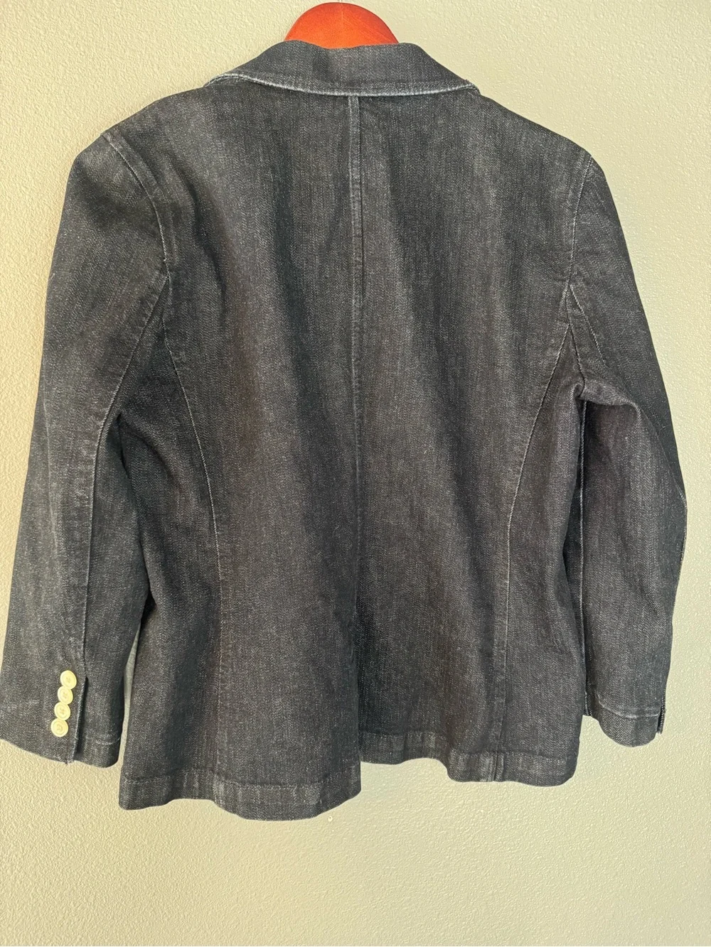 Lauren Jeans Co Ralph Lauren Womens L Denim Blazer Crest Patch Dark Wash